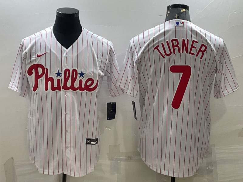 Men’s Philadelphia Phillies Trea Turner #7 White Home Jersey