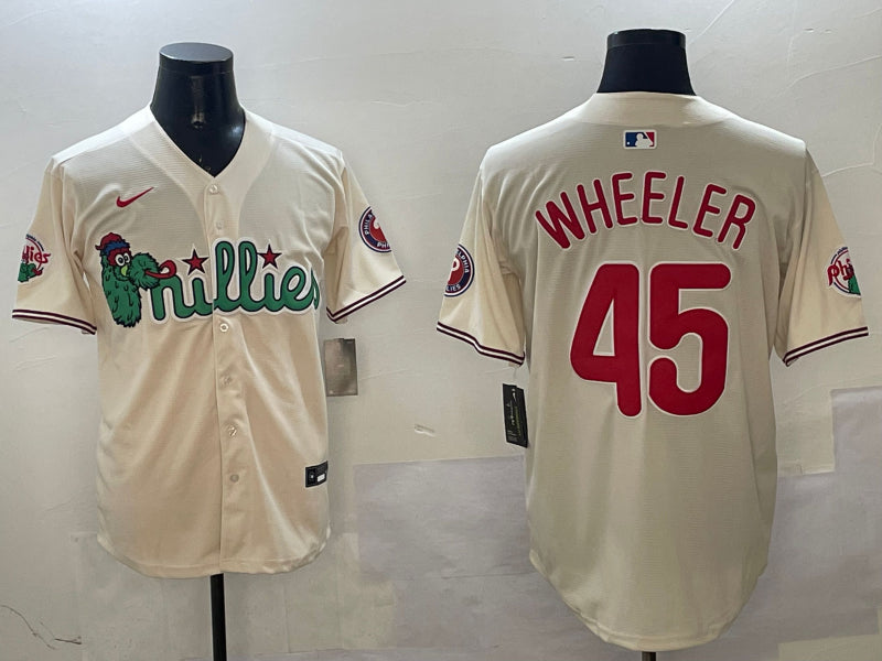 Men’s Philadelphia Phillies Zack Wheeler #45 Cream Jersey