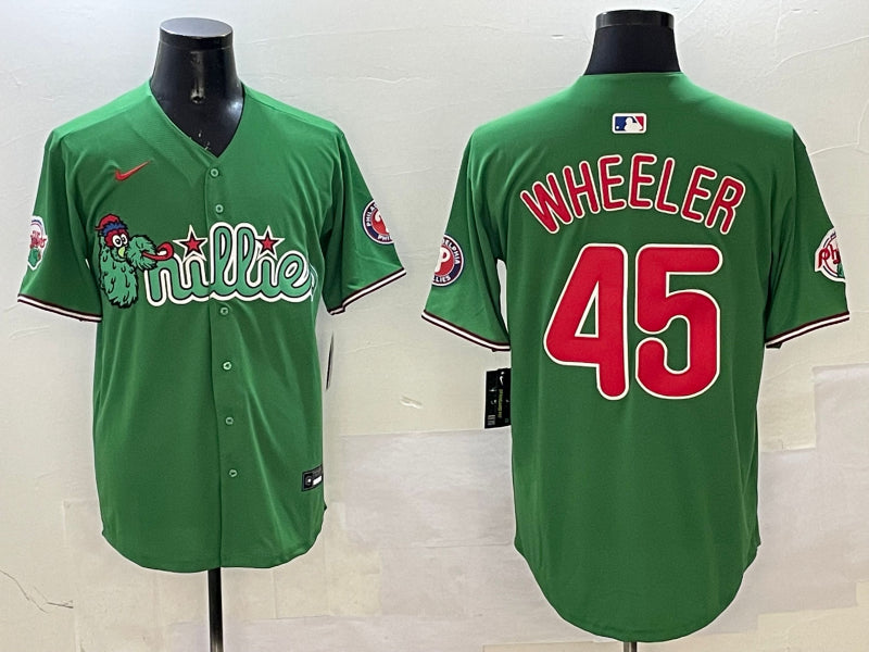 Men’s Philadelphia Phillies Zack Wheeler #45 Green Team Jersey