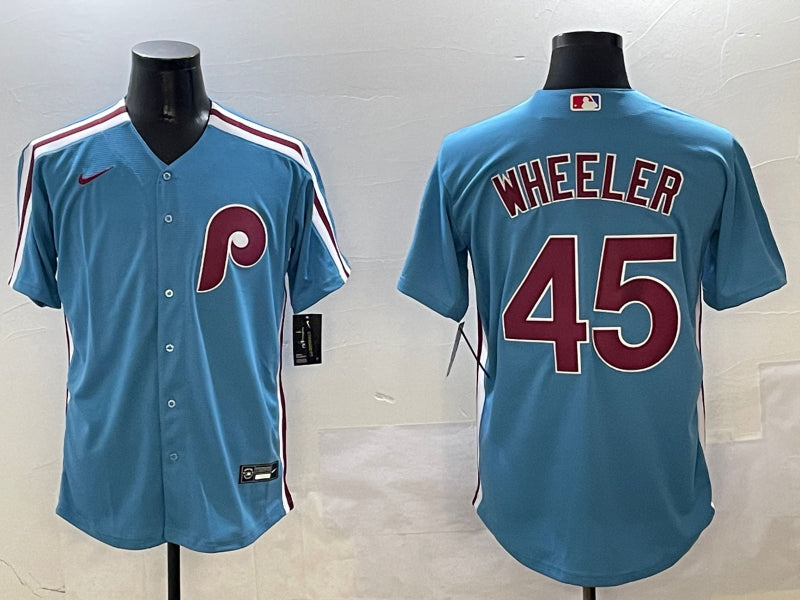 Men’s Philadelphia Phillies Zack Wheeler #45 Light Blue Limited Jersey