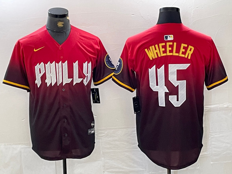 Men’s Philadelphia Phillies Zack Wheeler #45 Red 2024 City Connect Limited Jersey