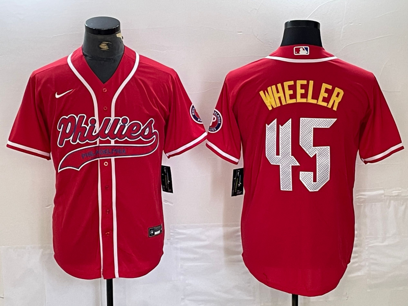 Men’s Philadelphia Phillies Zack Wheeler #45 Red Jersey Joint Edition