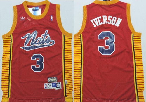 Men’s Philadelphia Sixers #3 Allen Iverson Nats Red Swingman Throwback Jersey