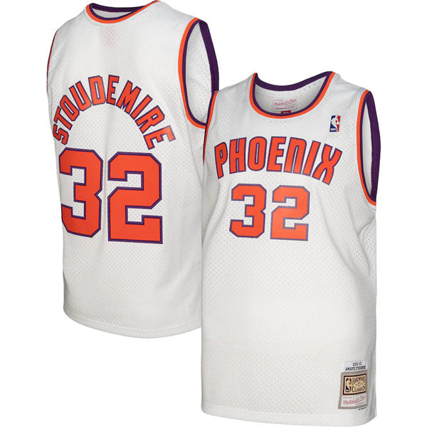 Mens Phoenix Suns #32 Amar’e Stoudemire Mitchell & Ness 2002-03 Hardwood Classics Swingman Jersey – White