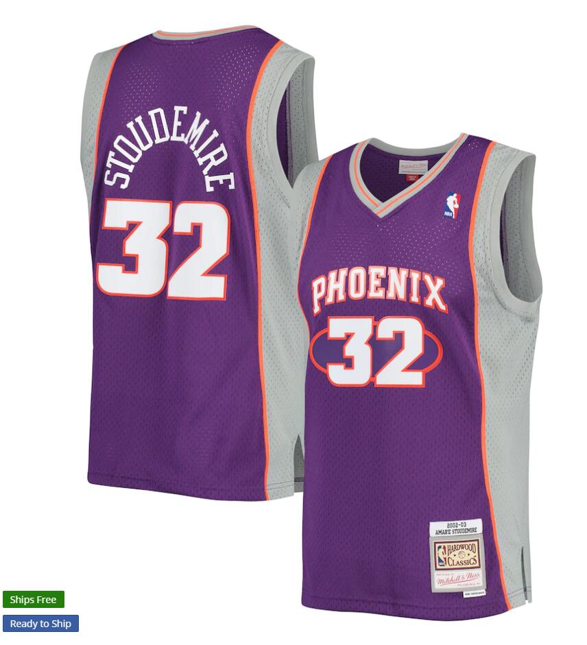 Mens Phoenix Suns #32 Amar’e Stoudemire Mitchell & Ness 2002-2003 Stitched Hardwood Classics Jersey