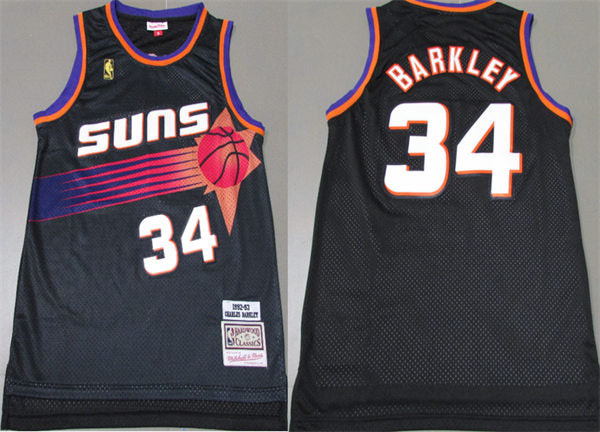 Mens Phoenix Suns #34 Charles Barkley Mitchell & Ness 1992-93 Hardwood Classics Swingman Jersey – Black