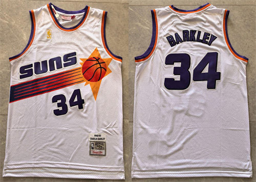 Mens Phoenix Suns #34 Charles Barkley Mitchell & Ness 1992-93 Hardwood Classics Swingman Jersey – White