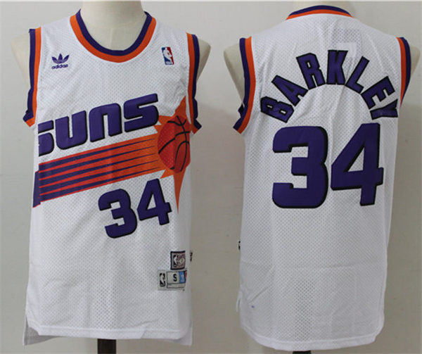 Men’s Phoenix Suns #34 Charles Barkley White Throwback Swingman Jersey