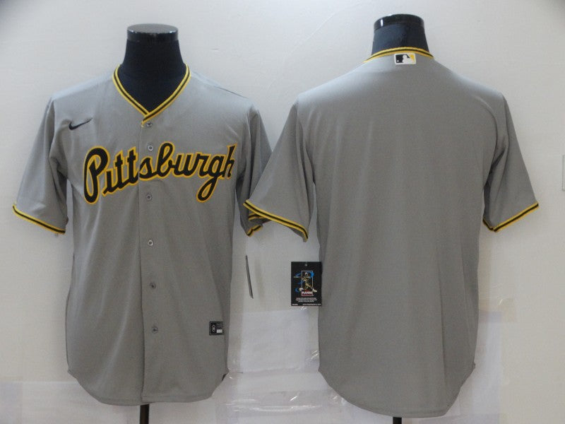 Men’s Pittsburgh Pirates Gray Road Authentic Blank Jersey