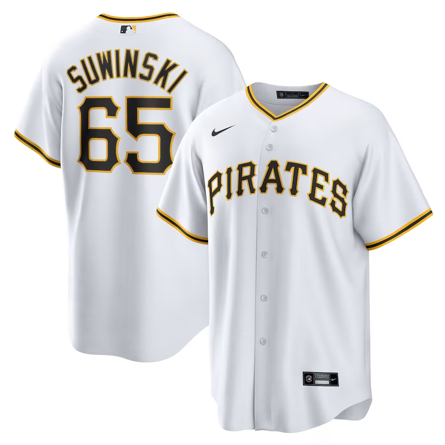 Men’s Pittsburgh Pirates Jack Suwinski #65 White Home Jersey