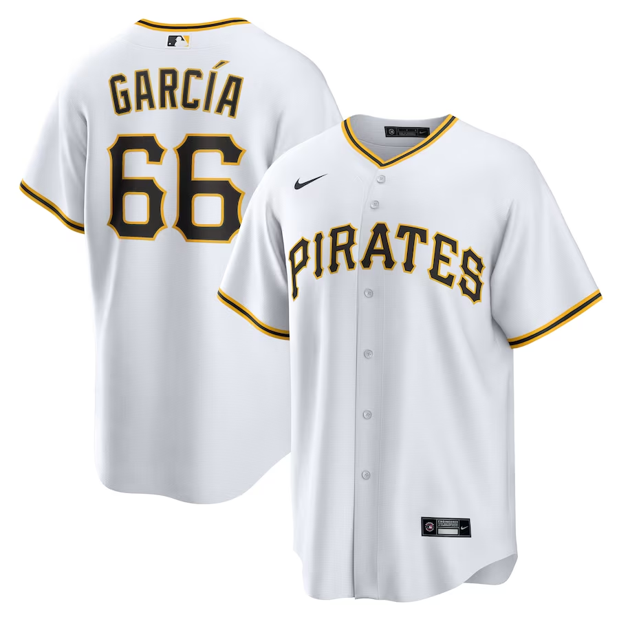 Men’s Pittsburgh Pirates Jarlin Garcia #66 White Home Jersey
