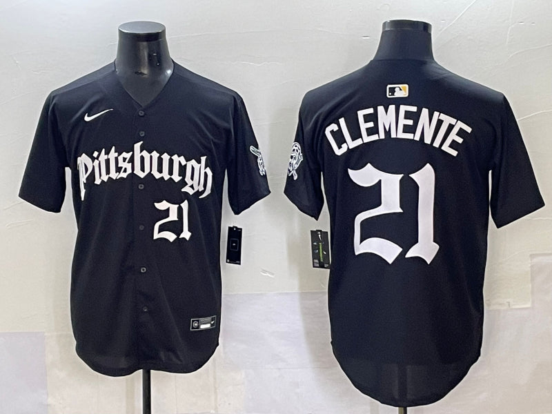 Men’s Pittsburgh Pirates Roberto Clemente #21 Black Jersey