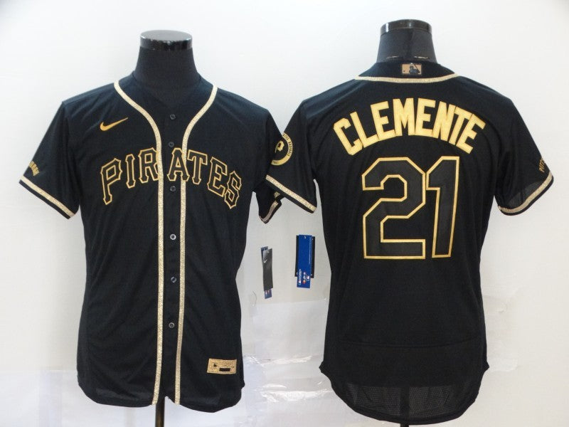 Men’s Pittsburgh Pirates Roberto Clemente #21 Black Stitched Jersey