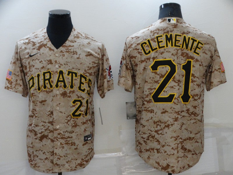 Men’s Pittsburgh Pirates Roberto Clemente #21 Camouflage Jersey