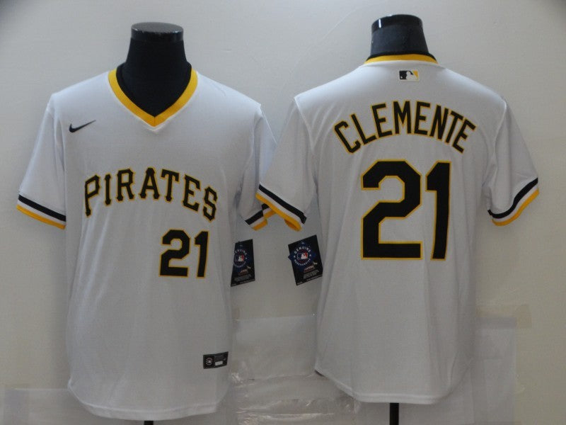 Men’s Pittsburgh Pirates Roberto Clemente #21 White Authentic Jersey