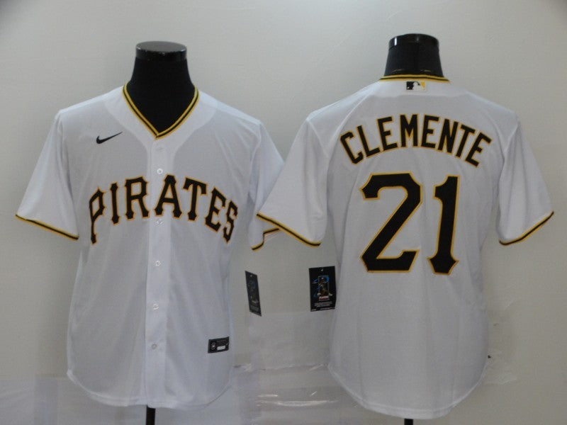 Men’s Pittsburgh Pirates Roberto Clemente #21 White Baseball Jersey