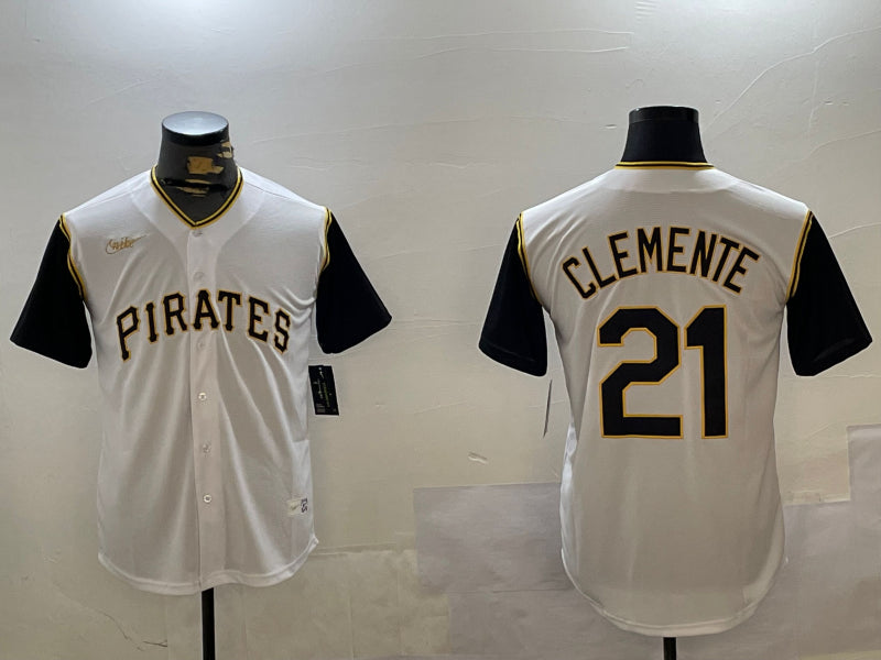 Men’s Pittsburgh Pirates Roberto Clemente #21 White Jersey