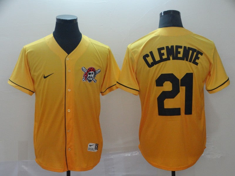 Men’s Pittsburgh Pirates Roberto Clemente #21 Yellow Jersey