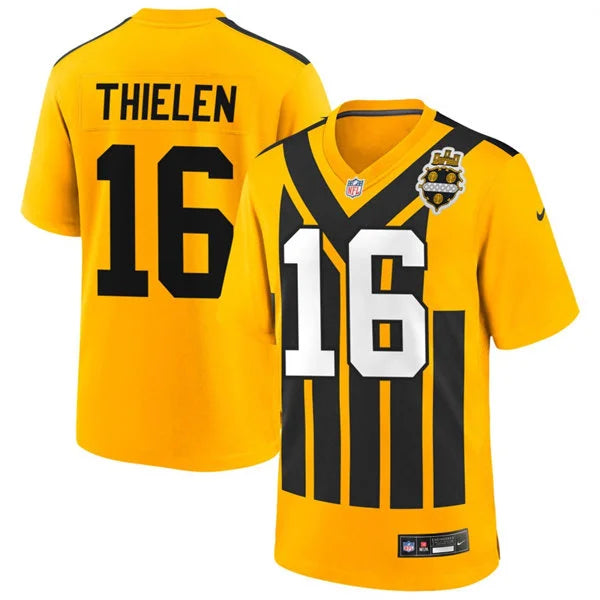 Mens Pittsburgh Steelers #16 Adam Thielen Nike Gold Alternate 1933 Throwback Game Jersey