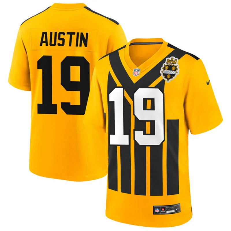 Men’s Pittsburgh Steelers #19 Calvin Austin Nike Gold Alternate 1933 Throwback Game Jersey