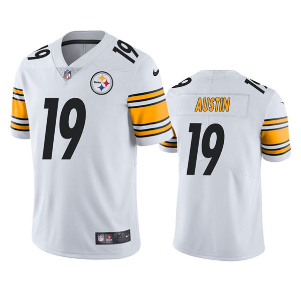 Men’s Pittsburgh Steelers #19 Calvin Austin Nike White Vapor Limited Player Jersey