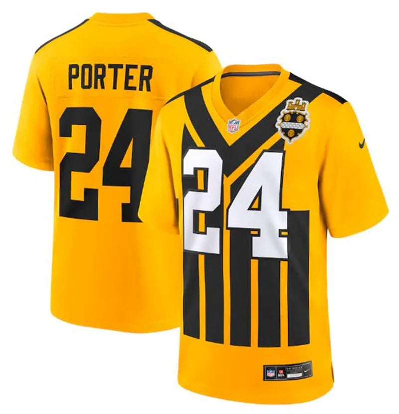 Men’s Pittsburgh Steelers #24 Joey Porter Jr. Nike Gold Alternate 1933 Throwback Game Jersey