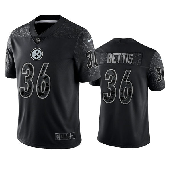 Men’s Pittsburgh Steelers #36 Jerome Bettis Black Reflective Limited Jersey