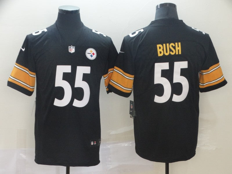 Men’s Pittsburgh Steelers #55 Devin Bush Jr. Black Player Game Football Jersey