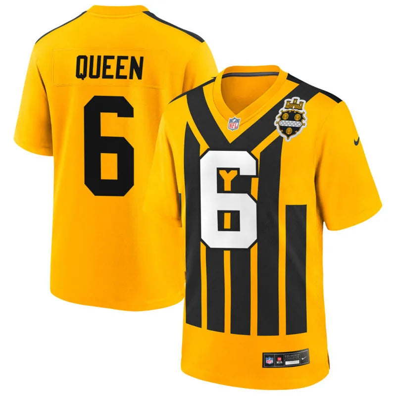Men’s Pittsburgh Steelers #6 Patrick Queen Nike Gold Alternate 1933 Throwback Game Jersey