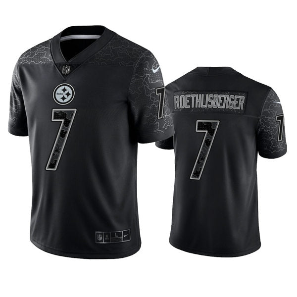 Men’s Pittsburgh Steelers #7 Ben Roethlisberger Black Reflective Limited Jersey