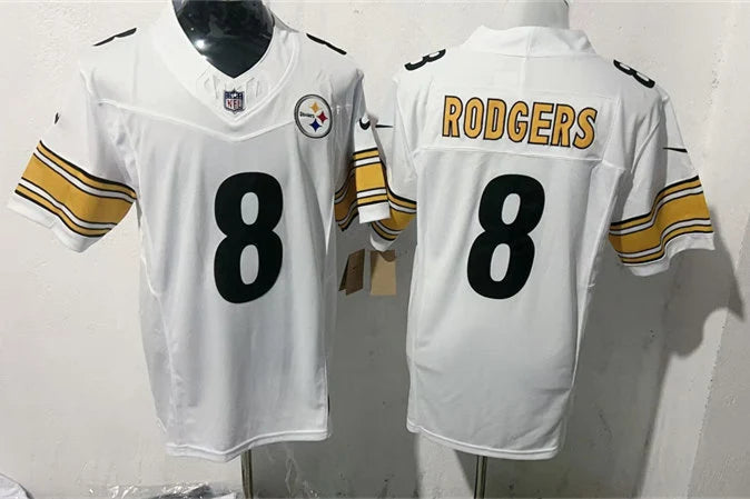 Men’s Pittsburgh Steelers #8 Aaron Rodgers Nike White Vapor F.U.S.E. Limited Jersey