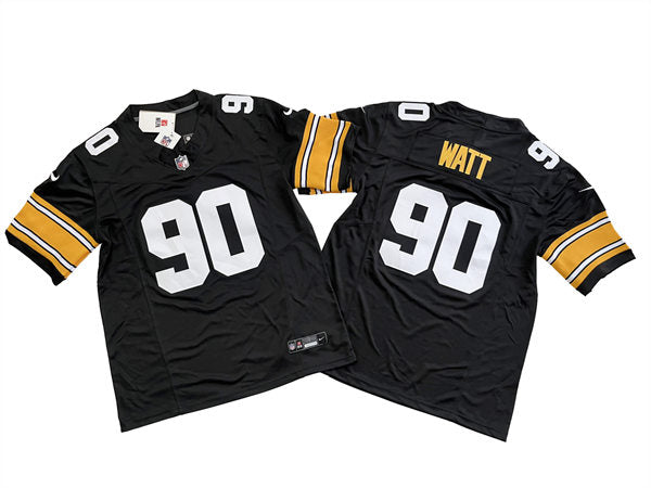 Men’s Pittsburgh Steelers #90 T. J. Watt Nike Black Big Number Alternate 2023 F.U.S.E. Vapor Limited Jersey