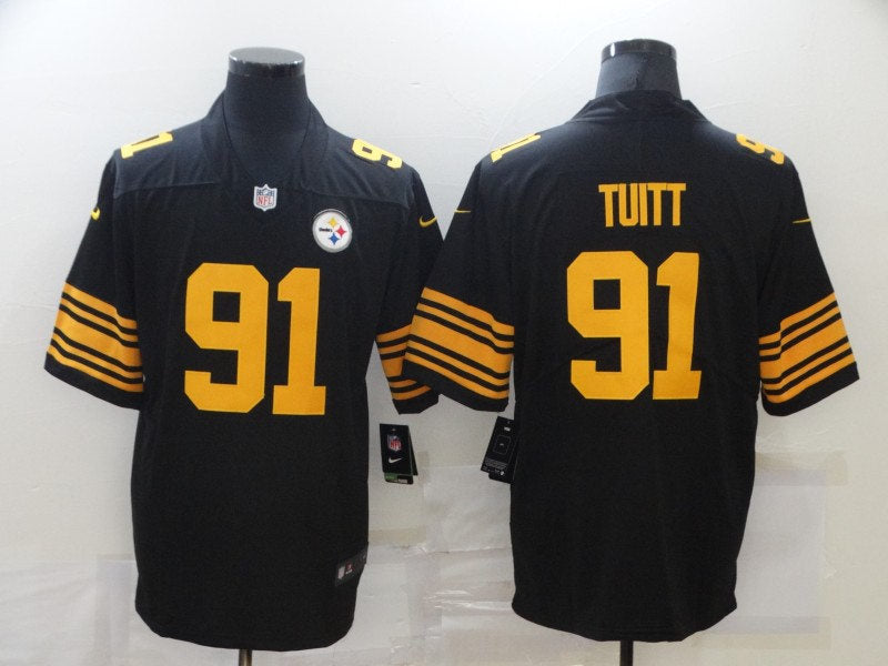 Men’s Pittsburgh Steelers #91 Stephon Tuitt Nike Black Color Rush Vapor Untouchable Jersey