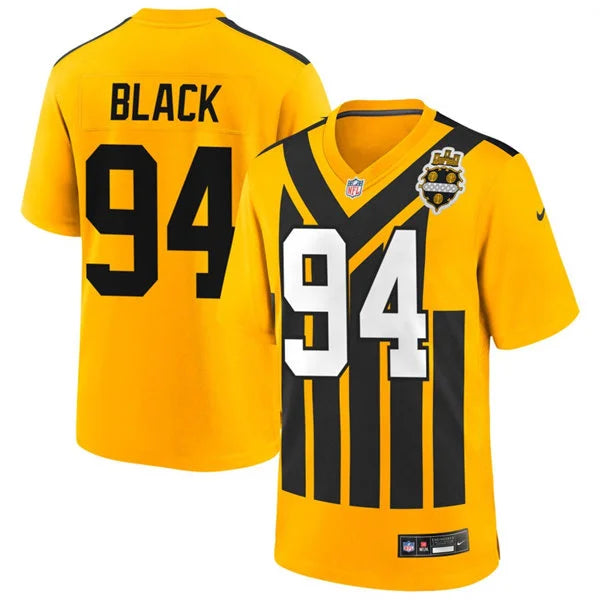 Men’s Pittsburgh Steelers #94 Yahya Black Nike Gold Alternate 1933 Throwback Game Jersey