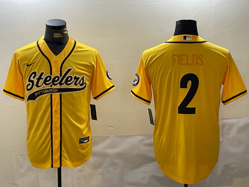 Men’s Pittsburgh Steelers Justin Fields #2 Yellow Jersey