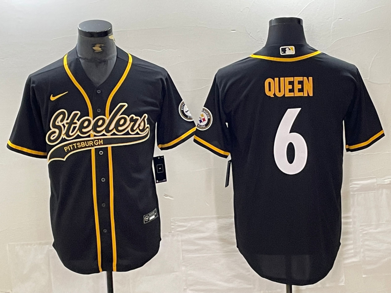 Men’s Pittsburgh Steelers Patrick Queen #6 Black Jersey Joint Edition