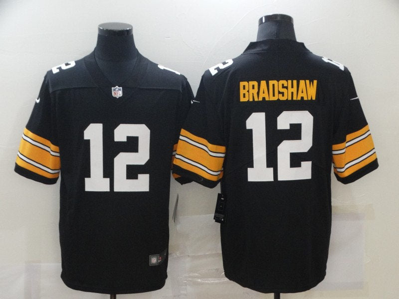 Men’s Pittsburgh Steelers Retired Player #12 Terry Bradshaw Nike Black Alternate Football Jersey