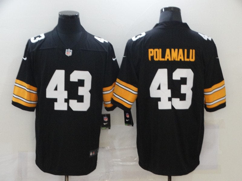 Men’s Pittsburgh Steelers Retired Player #43 Troy Polamalu Nike Black Big Number Alternate Limited Jersey