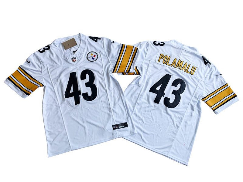 Men’s Pittsburgh Steelers Retired Player #43 Troy Polamalu Nike White Vapor F.U.S.E. Limited Jersey