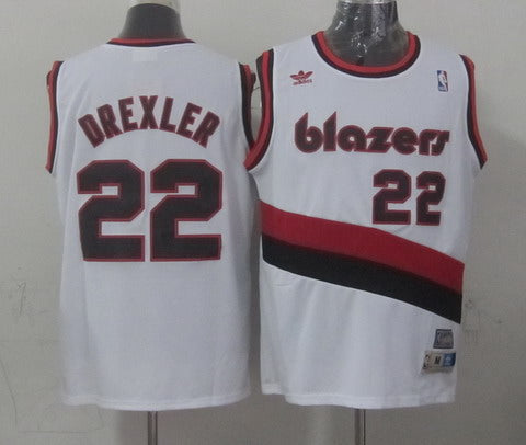 Men’s Portland Trail Blazers #22 Clyde Drexler White Swingman Throwback Jersey
