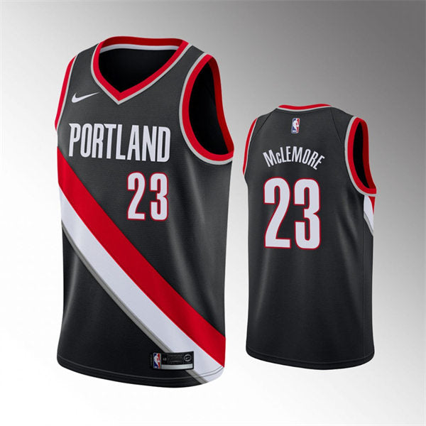 Mens Portland Trail Blazers #23 Ben McLemore Black 2021-22 Diamond Badge Icon Edition Swingman Jersey