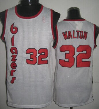 Men’s Portland Trail Blazers #32 Bill Walton White Throwback Swingman Jersey