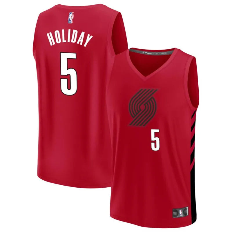 Mens Portland Trail Blazers #5 Jrue Holiday Red Statement Edition Player Jersey