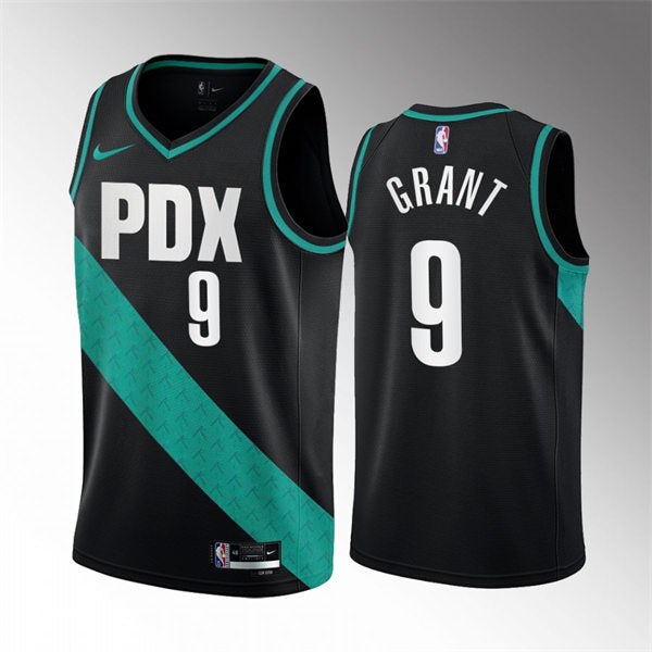 Mens Portland Trail Blazers #9 Jerami Grant Black 2022-23 City Edition Jersey