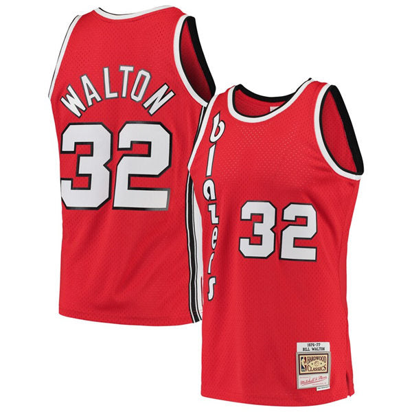 Men’s Portland Trailblazers #32 Bill Walton Red Throwback Swingman Jersey
