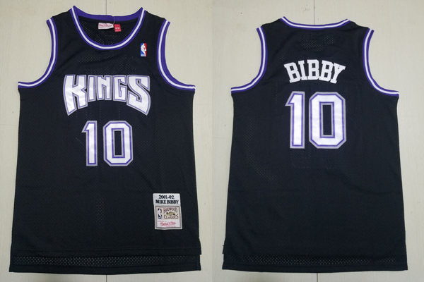 Mens Sacramento Kings #10 Mike Bibby Mitchell & Ness Black 2001-02 Hardwood Classics Throwback Jersey