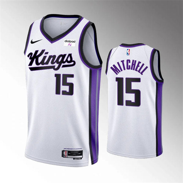 Mens Sacramento Kings #15 Davion Mitchell 2023-24 White Association Edition Player Jersey