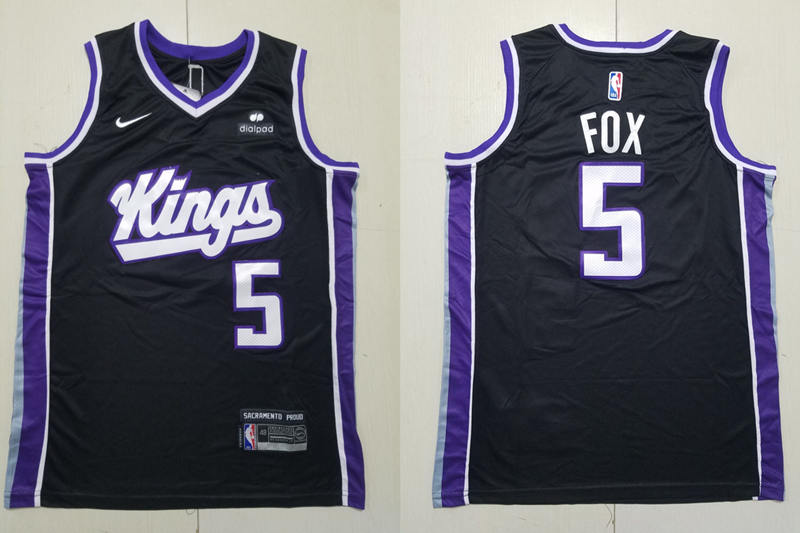 Mens Sacramento Kings #5 De’Aaron Fox 2023-24 Black Icon Edition Player Jersey