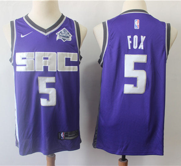 Mens Sacramento Kings #5 De’Aaron Fox Nike Purple Icon Edition Swingman Jersey