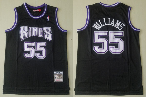 Men’s Sacramento Kings #55 Jason Williams Purple Black Hardwood Classics Soul Swingman Throwback Jersey